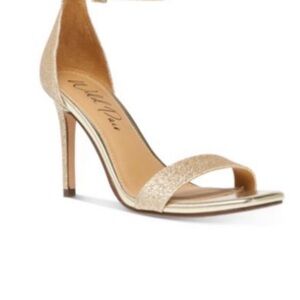 Wild Pair Gold Glitter Ankle-Strap Stiletto Sandals